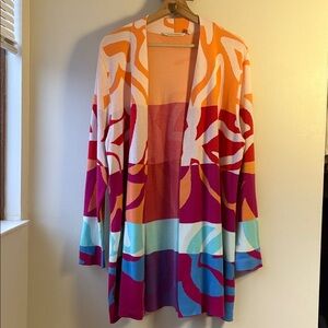 Soft Surroundings Color Burst Floral Cardigan Size Petite Large